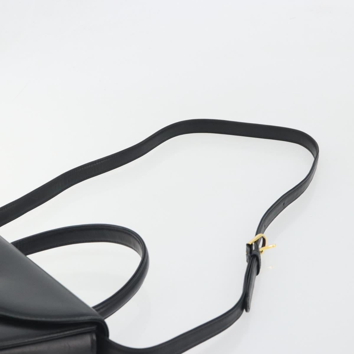 GIVENCHY Hand Bag Leather 2way Black Gold Auth 196688A