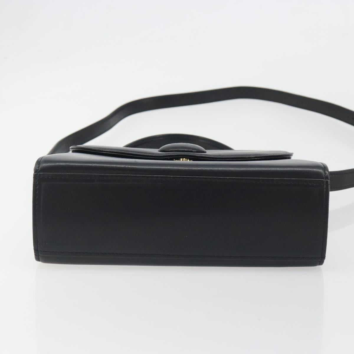 GIVENCHY Hand Bag Leather 2way Black Gold Auth 196688A