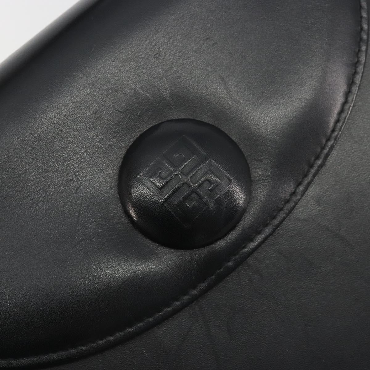 GIVENCHY Hand Bag Leather 2way Black Gold Auth 196688A