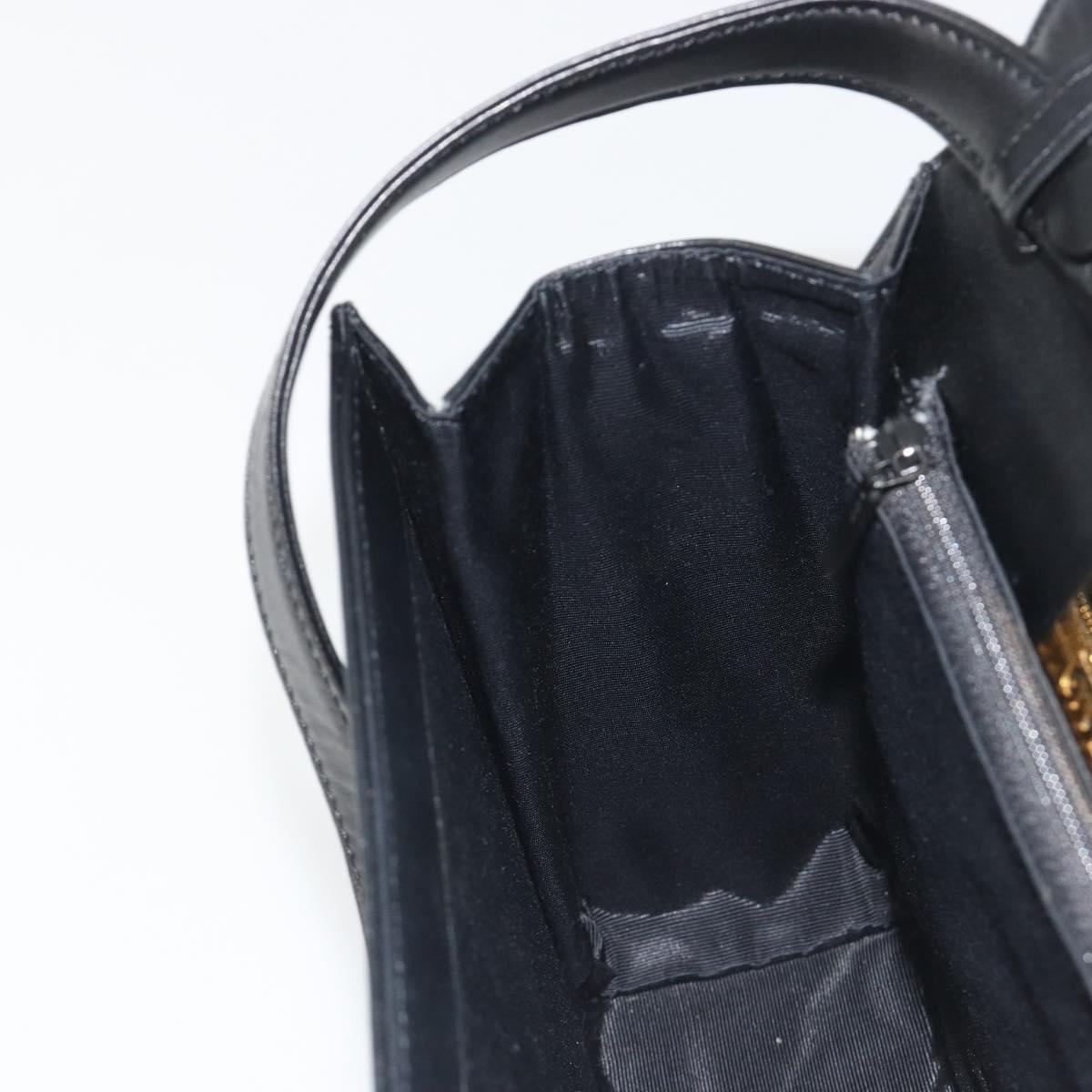 GIVENCHY Hand Bag Leather 2way Black Gold Auth 196688A