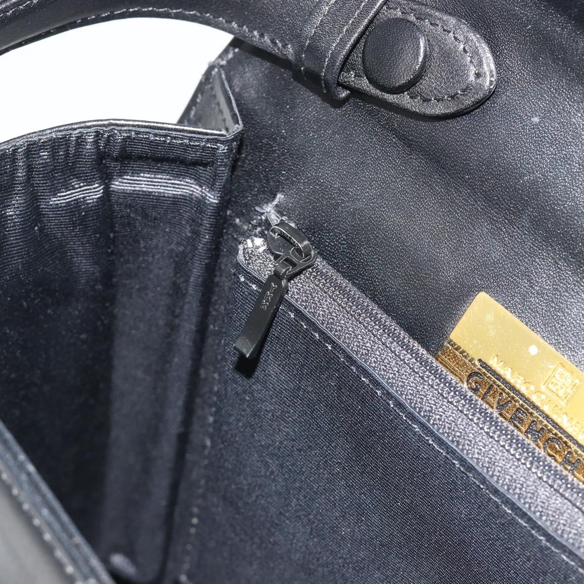 GIVENCHY Hand Bag Leather 2way Black Gold Auth 196688A