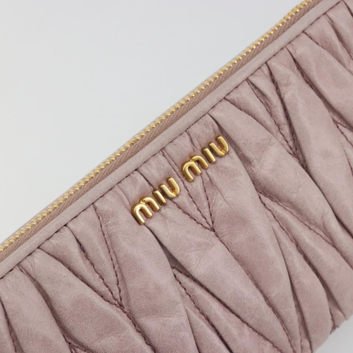 Miu Miu Pouch Leather Pink Gold Auth 196689A
