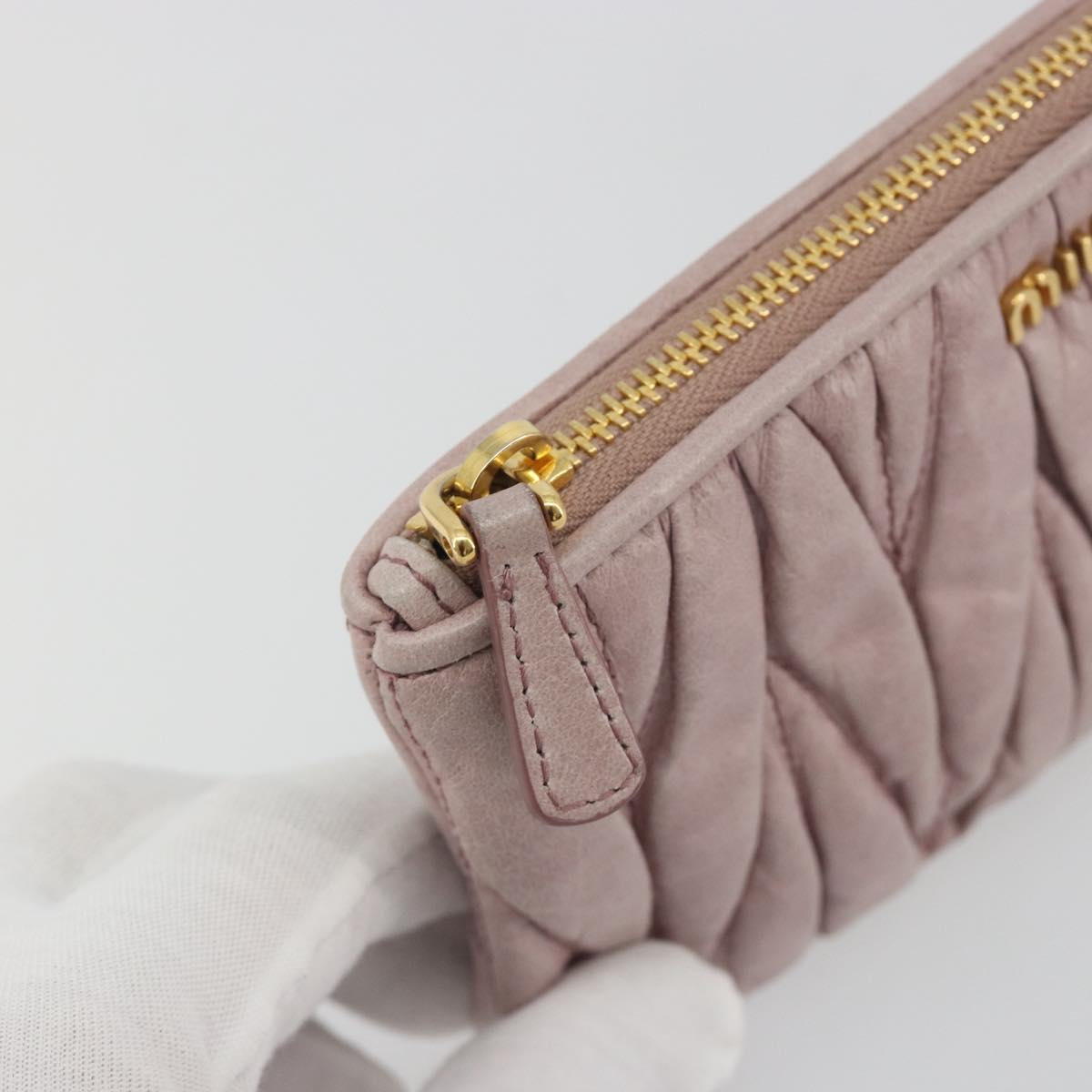 Miu Miu Pouch Leather Pink Gold Auth 196689A