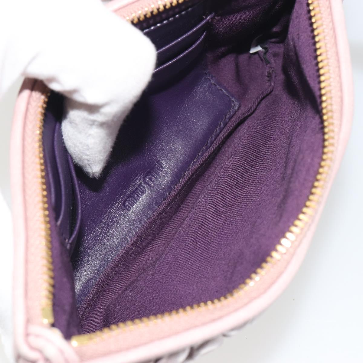 Miu Miu Pouch Leather Pink Gold Auth 196689A