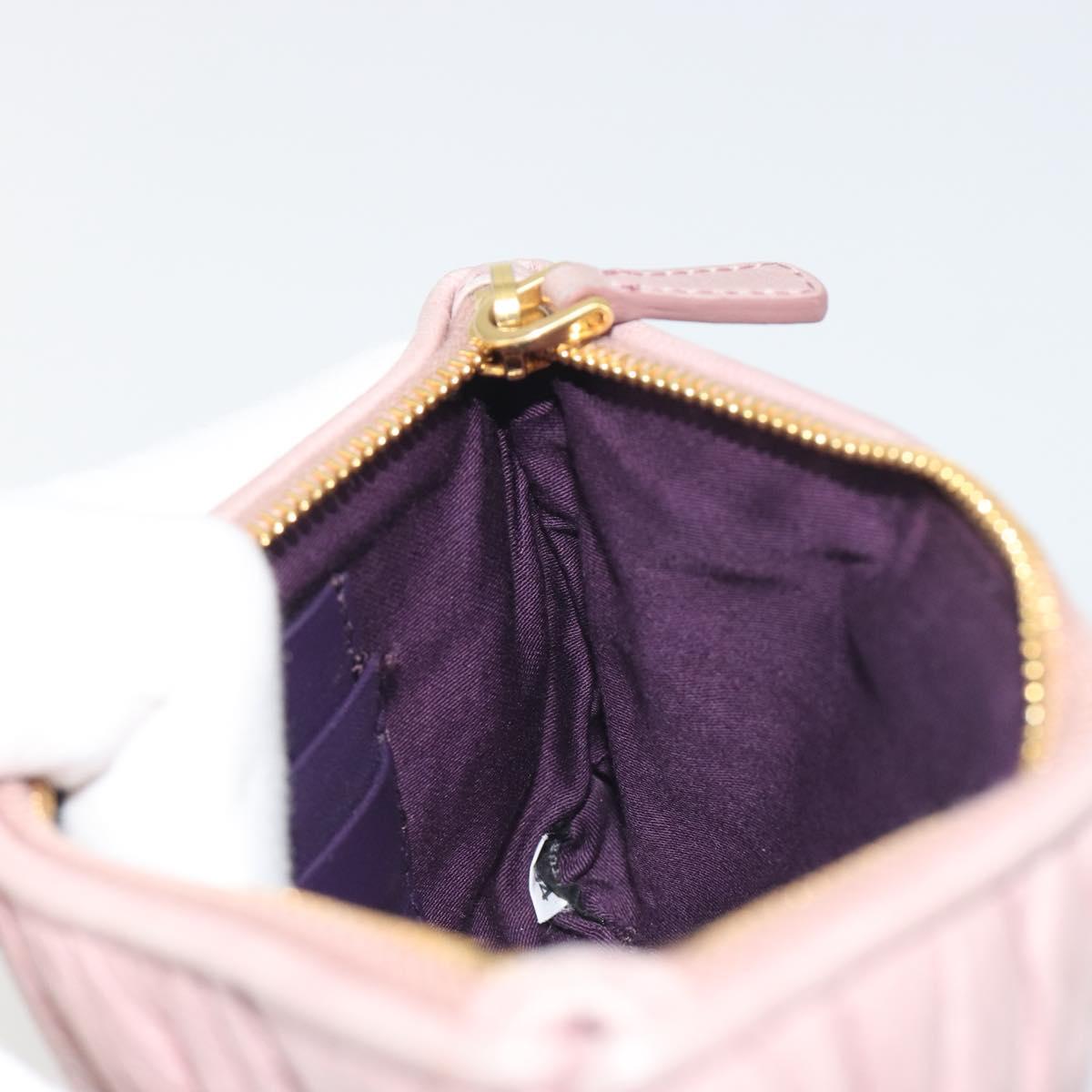 Miu Miu Pouch Leather Pink Gold Auth 196689A