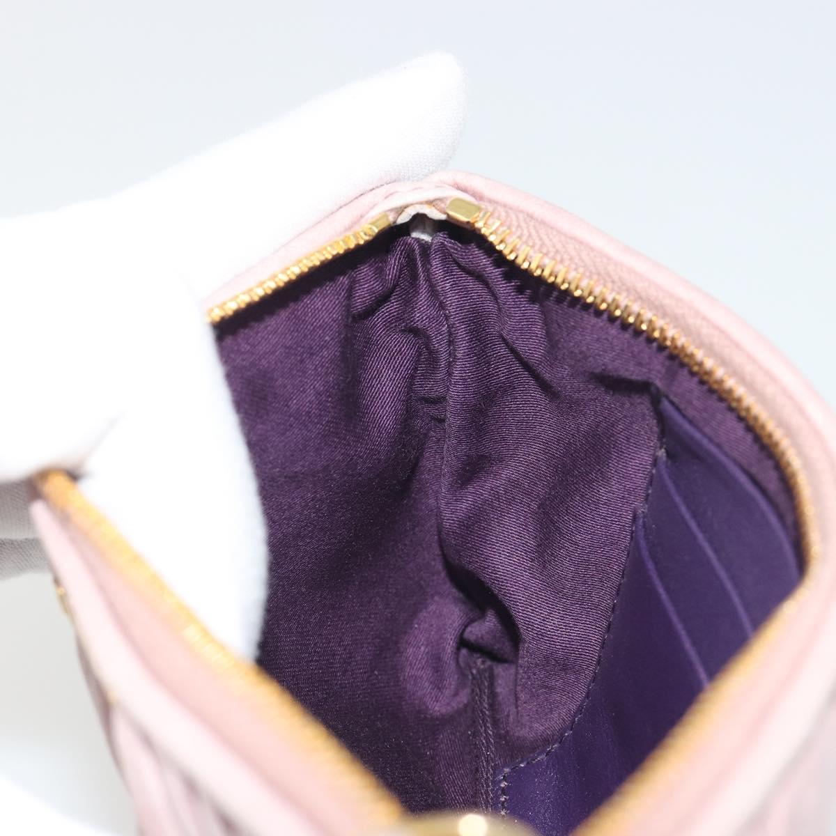 Miu Miu Pouch Leather Pink Gold Auth 196689A