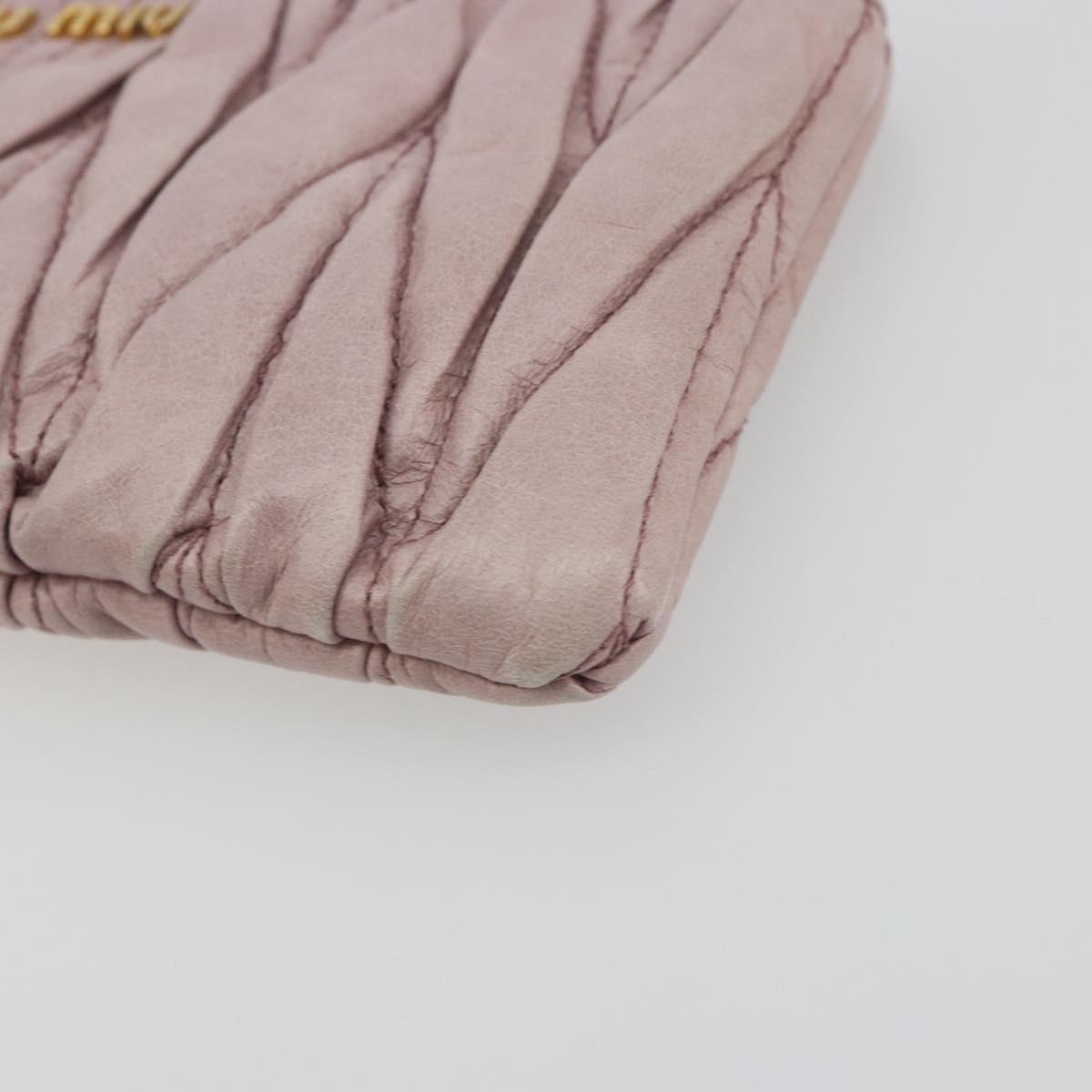 Miu Miu Pouch Leather Pink Gold Auth 196689A