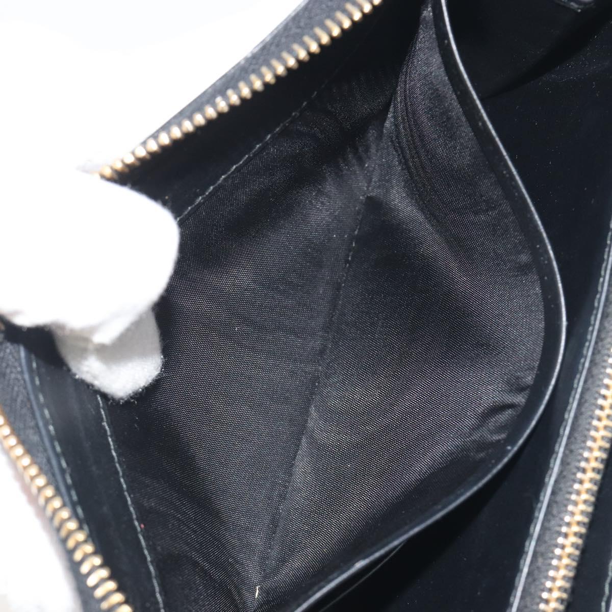 PRADA Long Wallet Leather Black Gold Auth 196690A