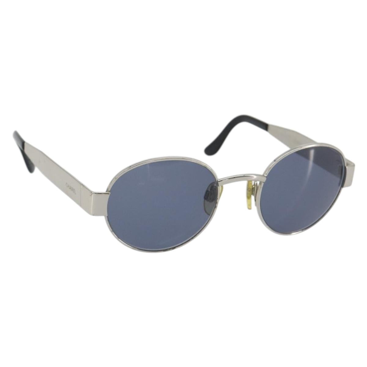 CHANEL Sunglasses Metal Silver CC Auth 196693V