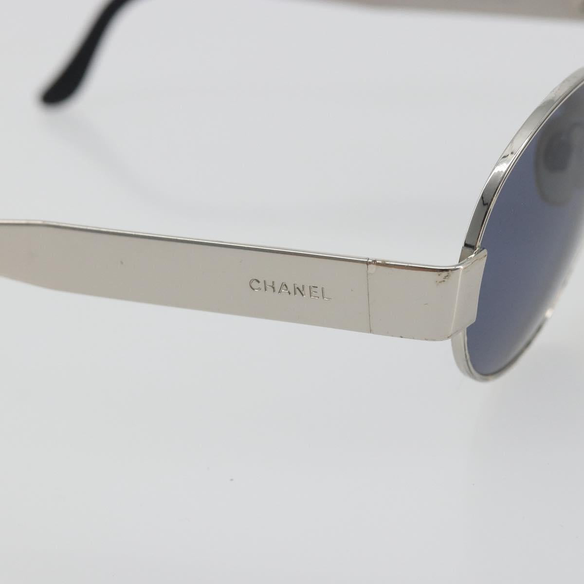 CHANEL Sunglasses Metal Silver CC Auth 196693V