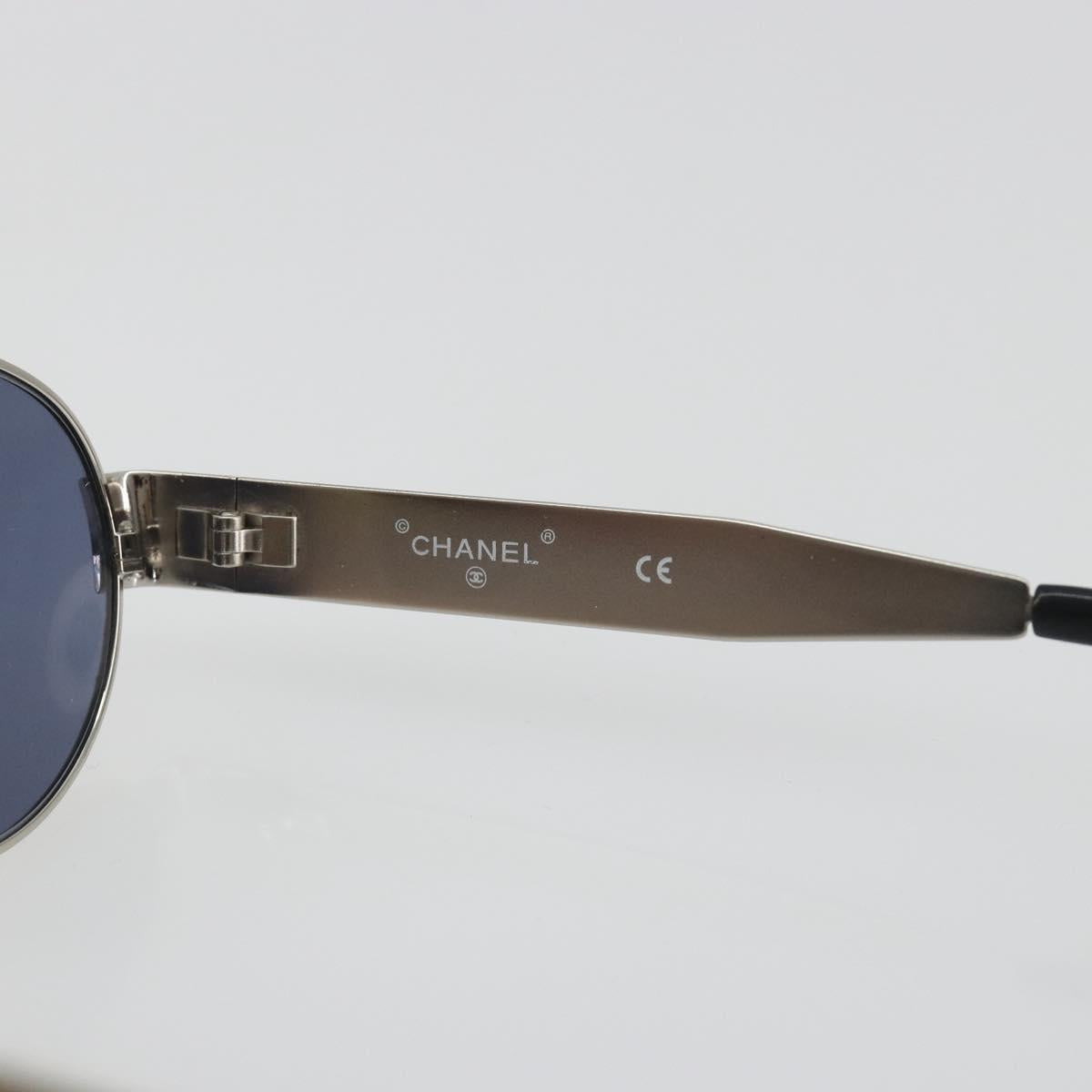 CHANEL Sunglasses Metal Silver CC Auth 196693V