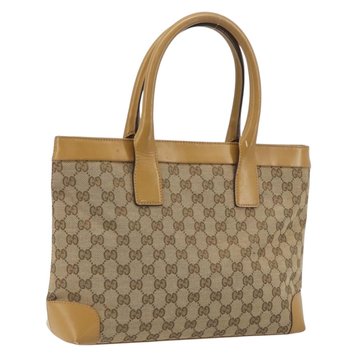 GUCCI GG Canvas Tote Bag Beige 002 1119 Auth 196694