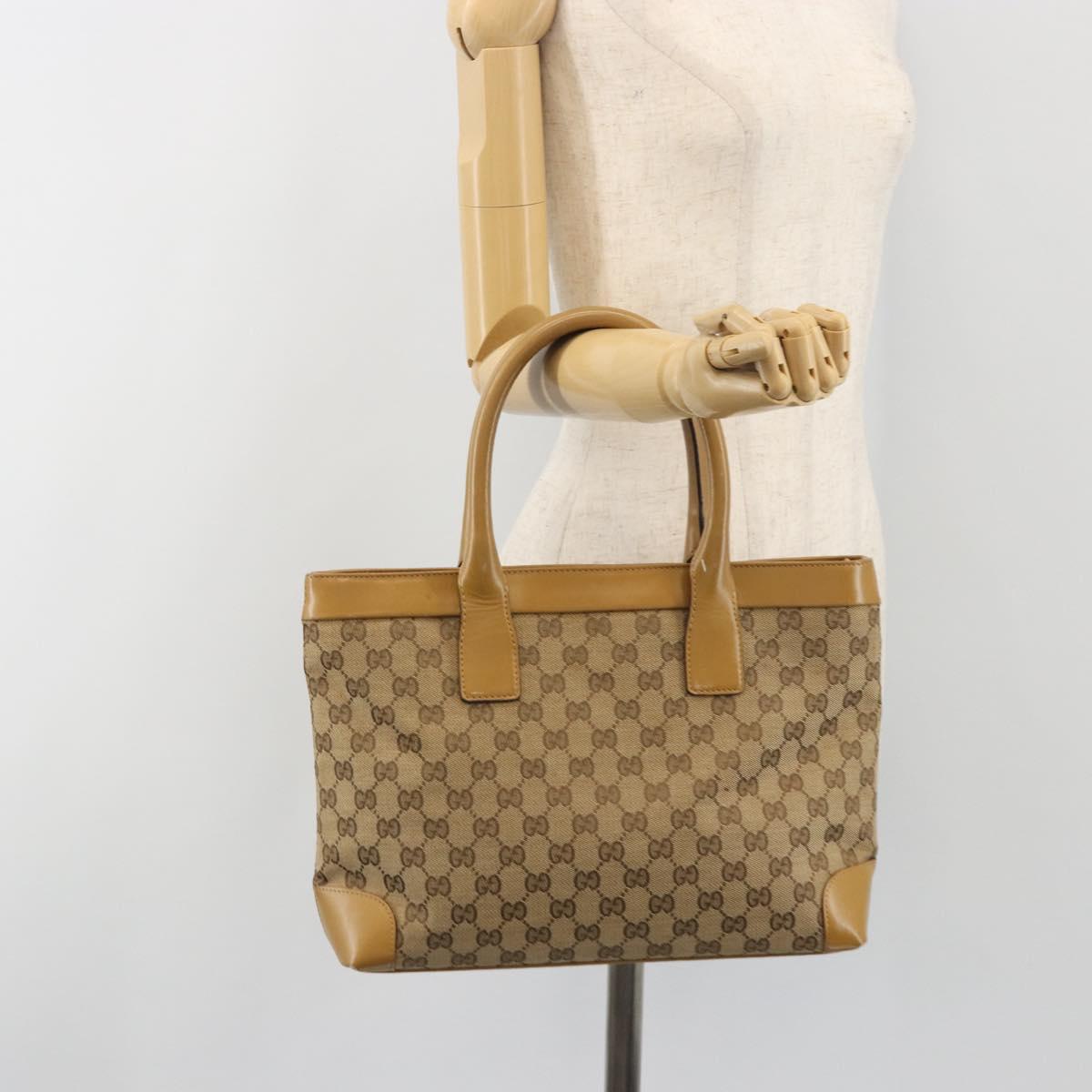 GUCCI GG Canvas Tote Bag Beige 002 1119 Auth 196694