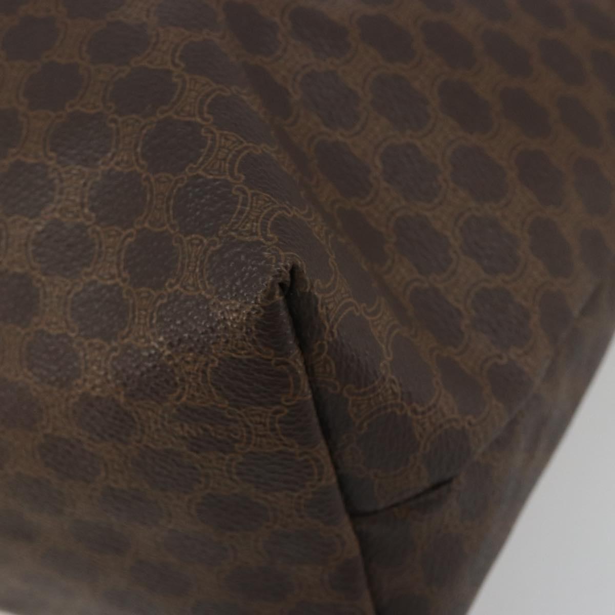 CELINE Macadam Canvas Shoulder Bag PVC Leather Brown Gold Auth 196695A