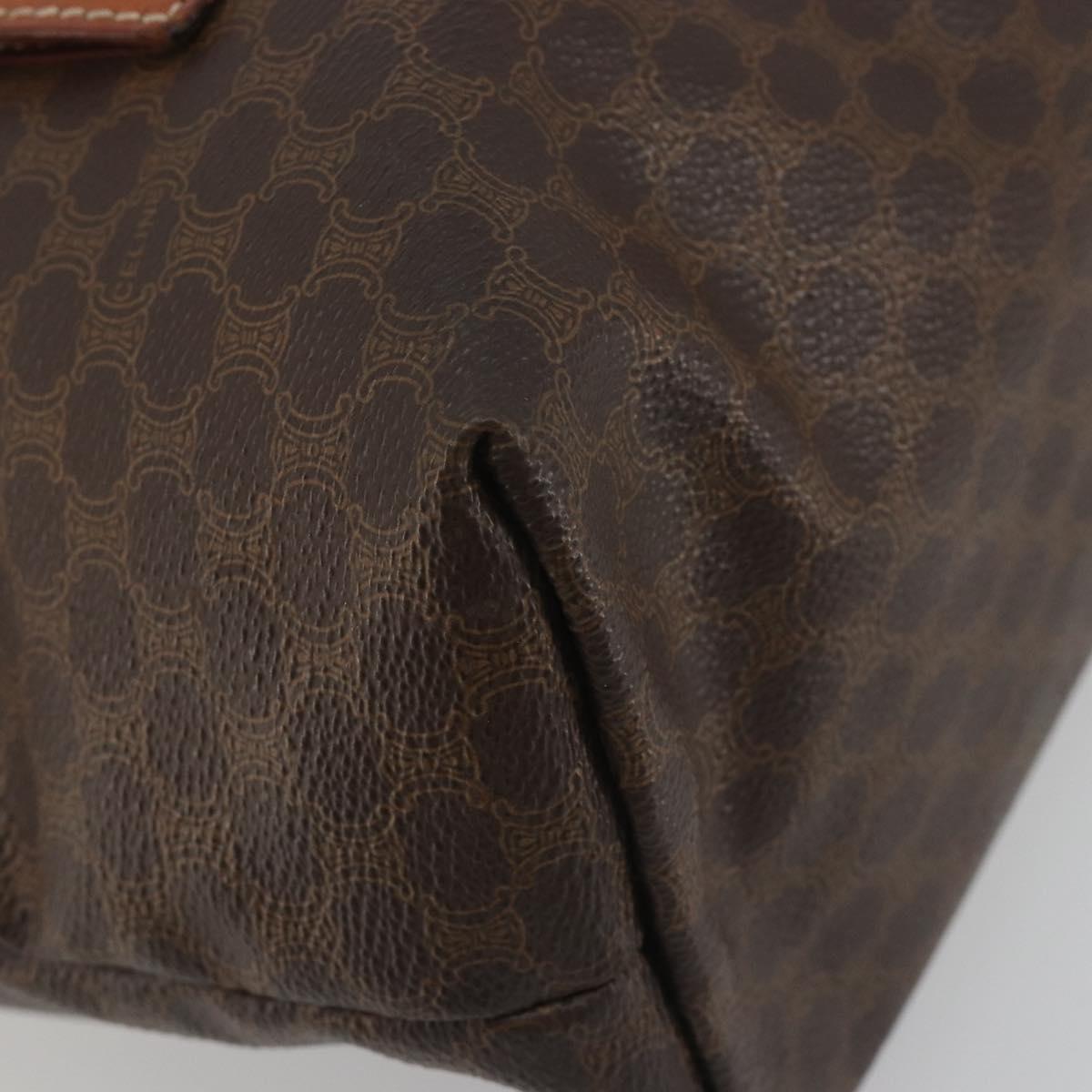 CELINE Macadam Canvas Shoulder Bag PVC Leather Brown Gold Auth 196695A