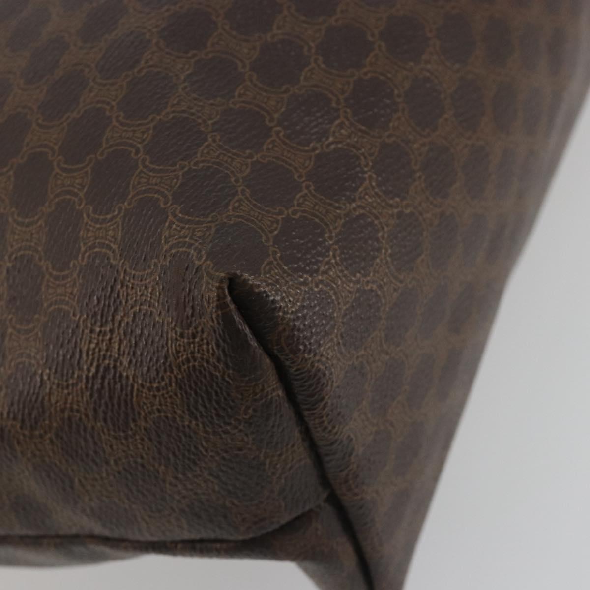 CELINE Macadam Canvas Shoulder Bag PVC Leather Brown Gold Auth 196695A