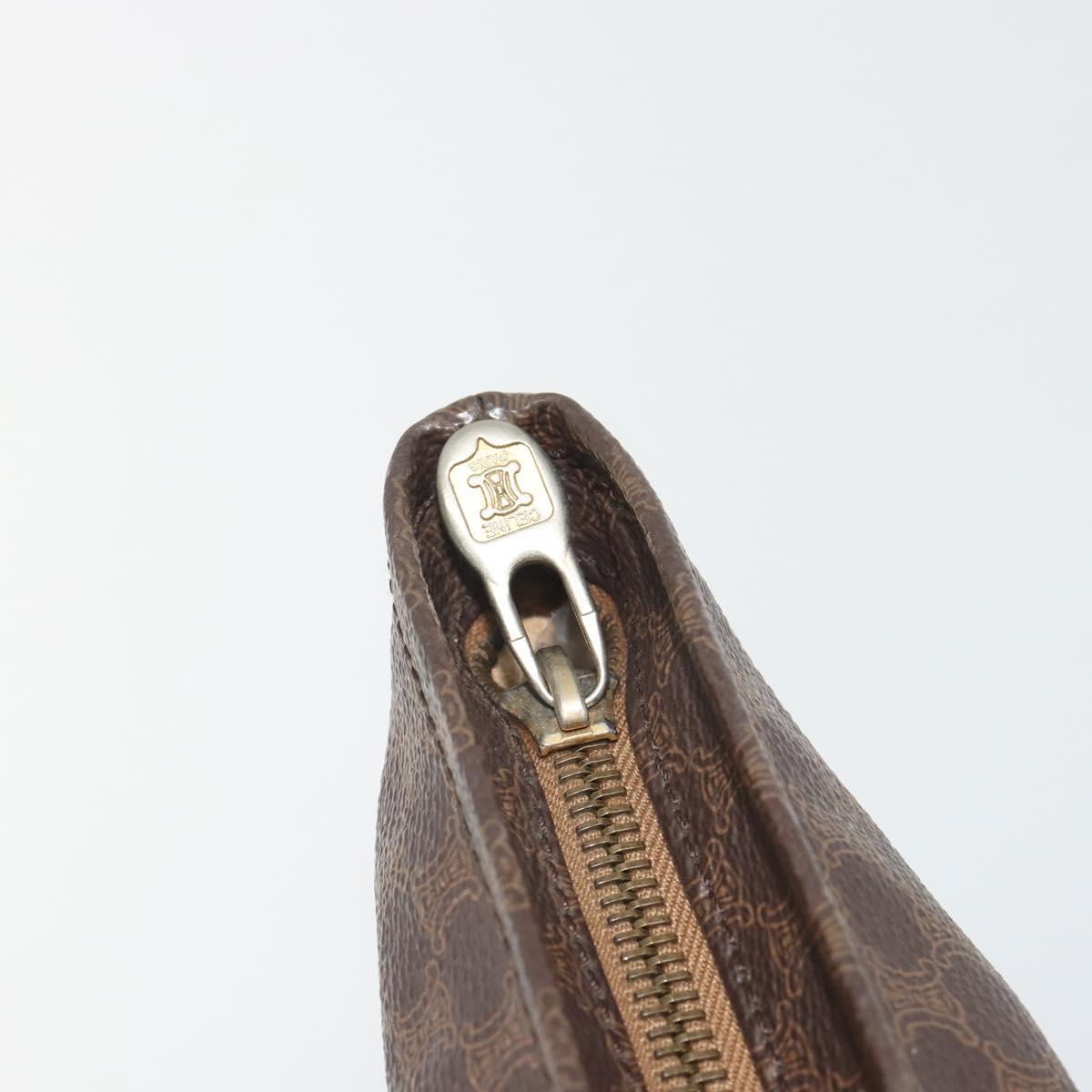 CELINE Macadam Canvas Shoulder Bag PVC Leather Brown Gold Auth 196695A