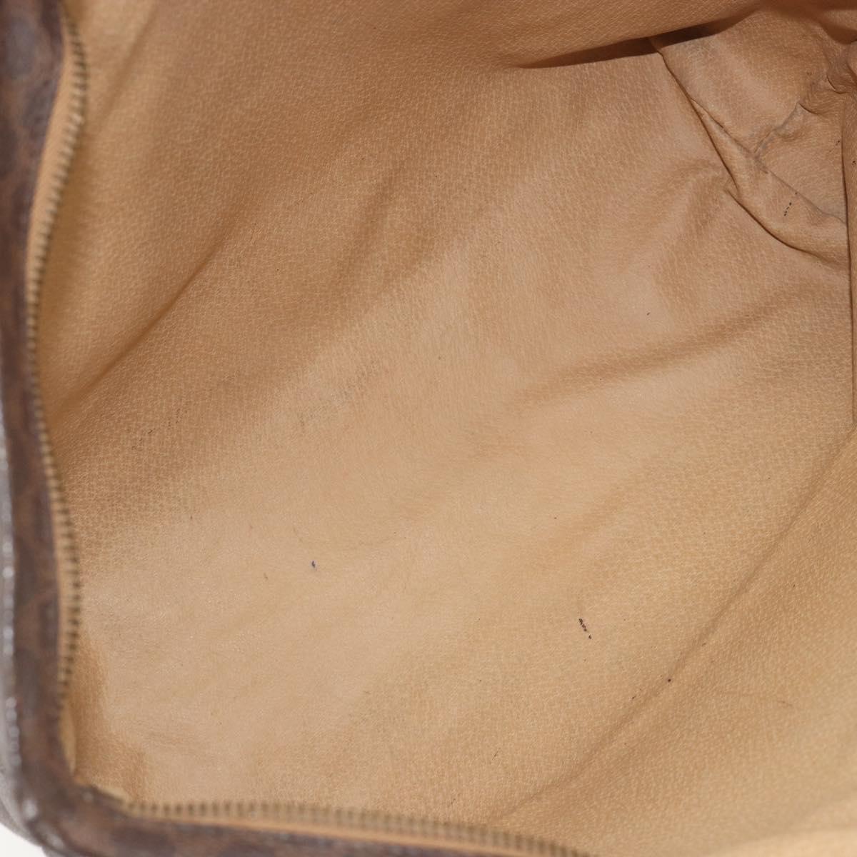 CELINE Macadam Canvas Shoulder Bag PVC Leather Brown Gold Auth 196695A