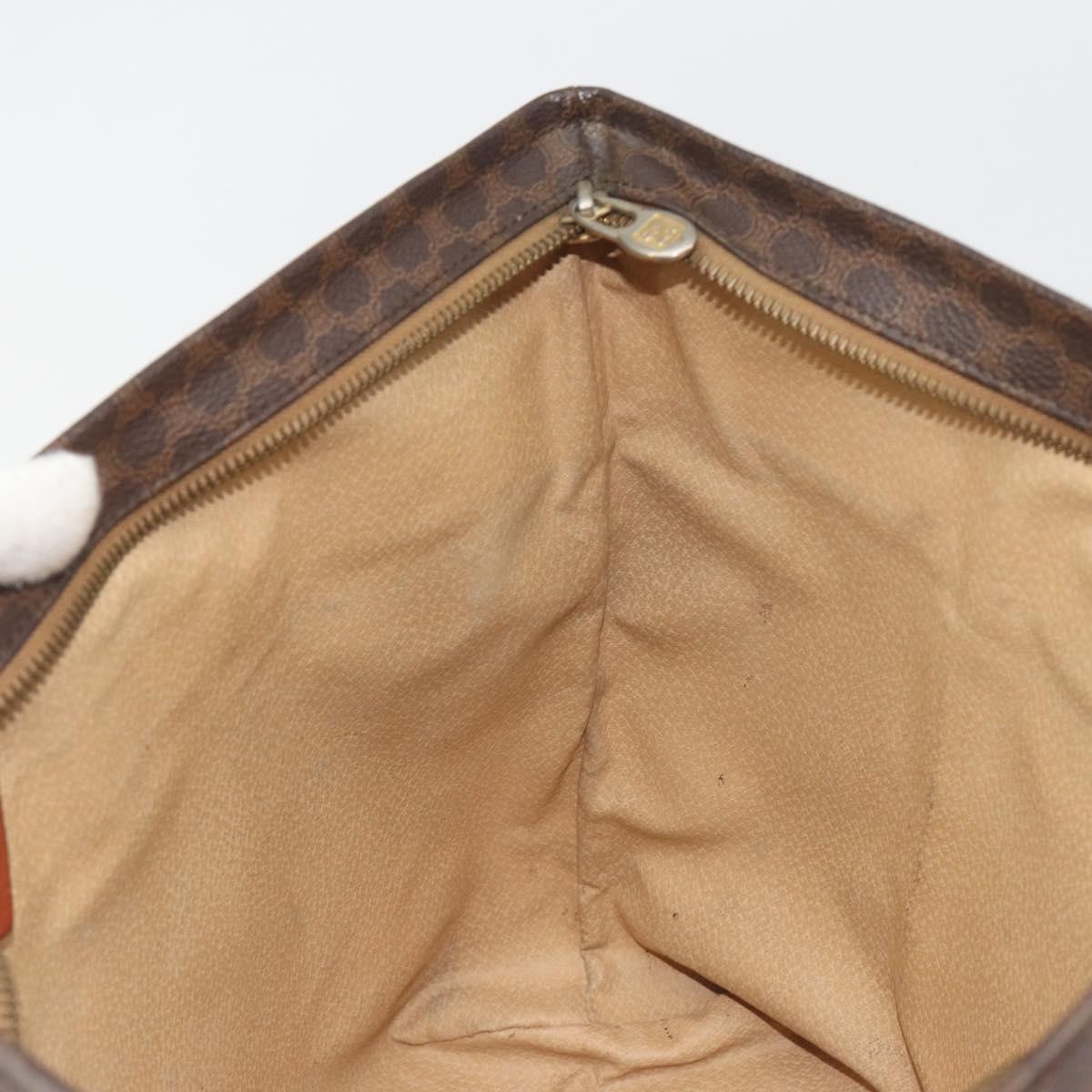 CELINE Macadam Canvas Shoulder Bag PVC Leather Brown Gold Auth 196695A