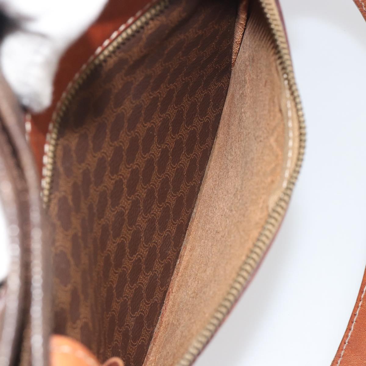 CELINE Macadam Canvas Shoulder Bag PVC Leather Brown Gold Auth 196695A