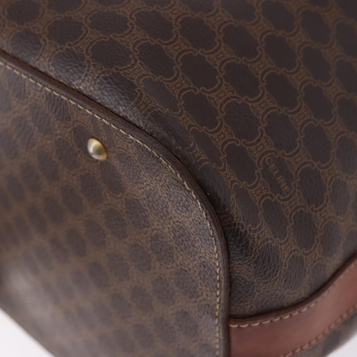 CELINE Macadam Canvas Shoulder Bag PVC Leather Brown Gold Auth 196696A