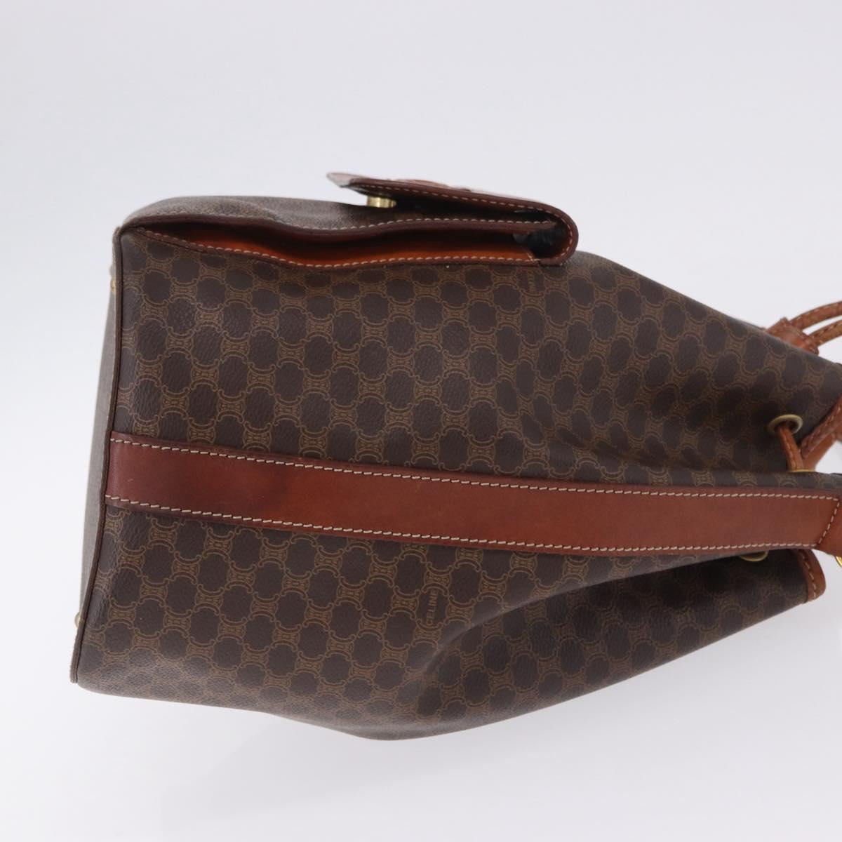 CELINE Macadam Canvas Shoulder Bag PVC Leather Brown Gold Auth 196696A