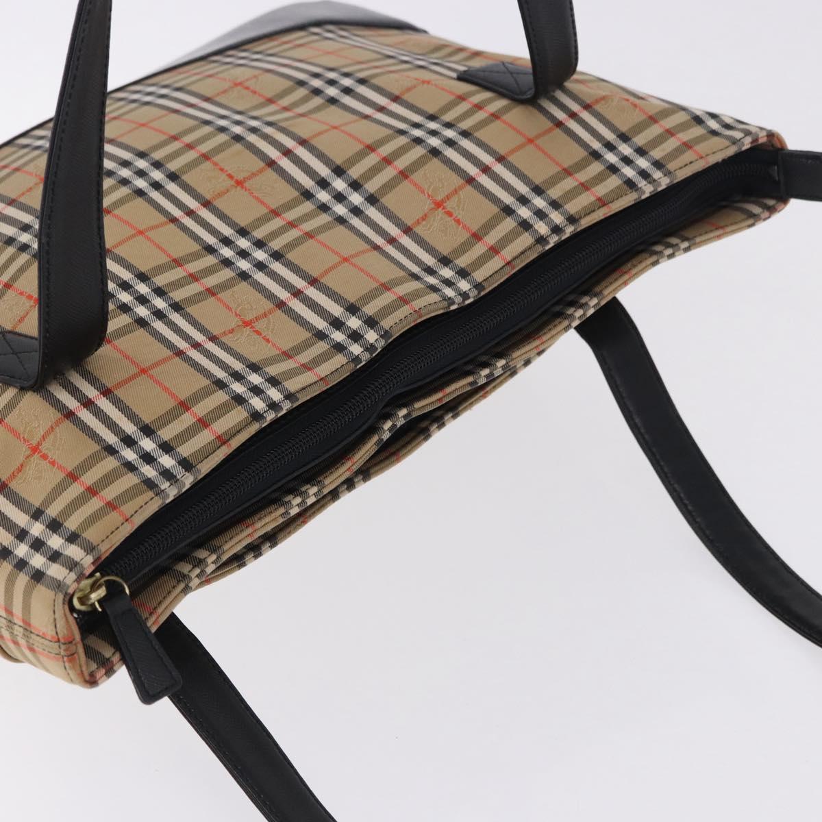 BURBERRY Nova Check Tote Bag Canvas Beige Auth 196697