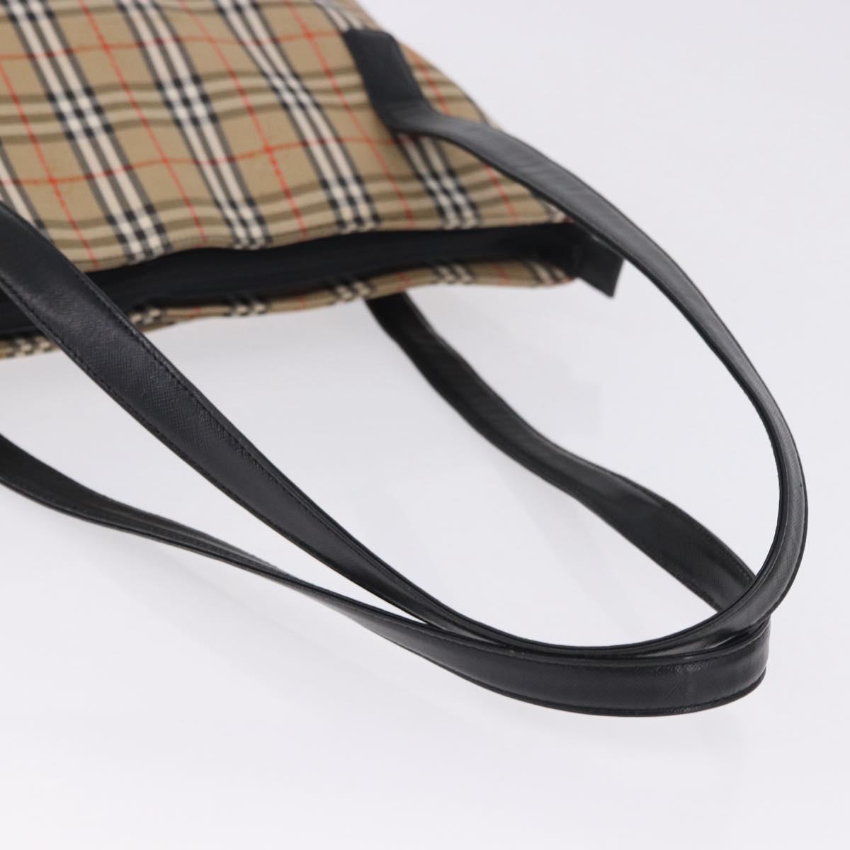 BURBERRY Nova Check Tote Bag Canvas Beige Auth 196697