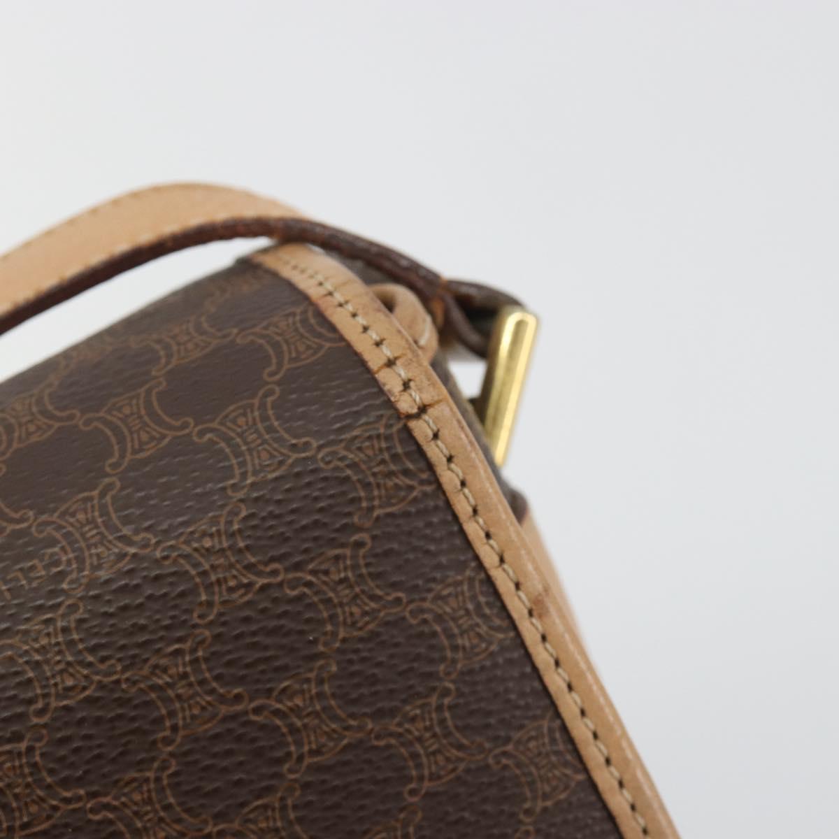 CELINE Macadam Canvas Shoulder Bag PVC Leather Brown Gold Auth 196698