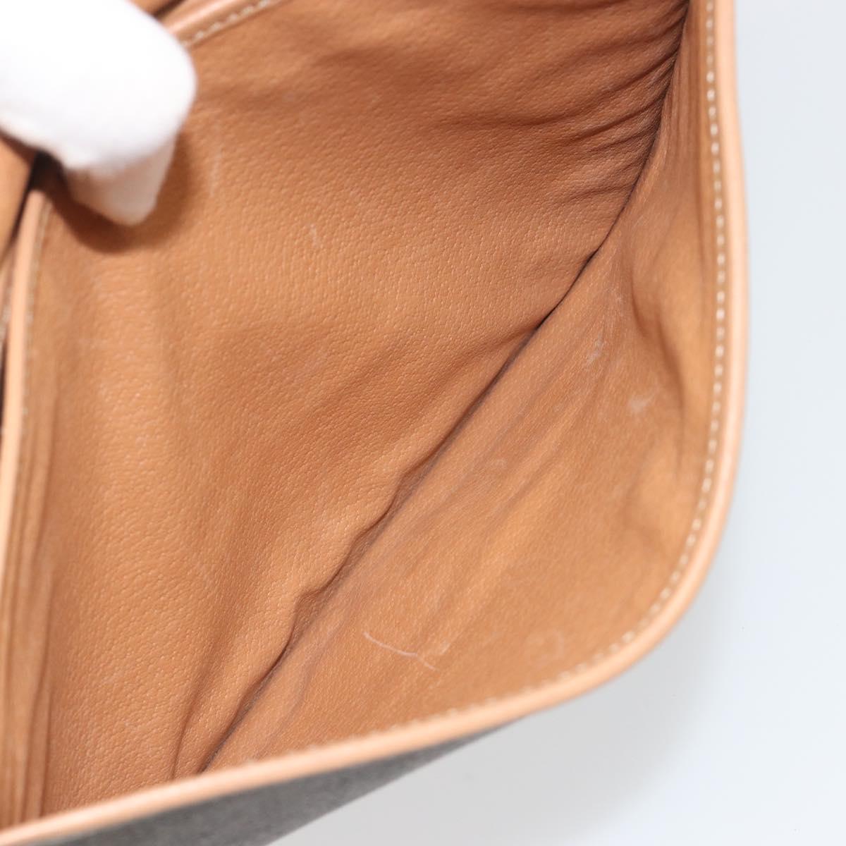 CELINE Macadam Canvas Shoulder Bag PVC Leather Brown Gold Auth 196698