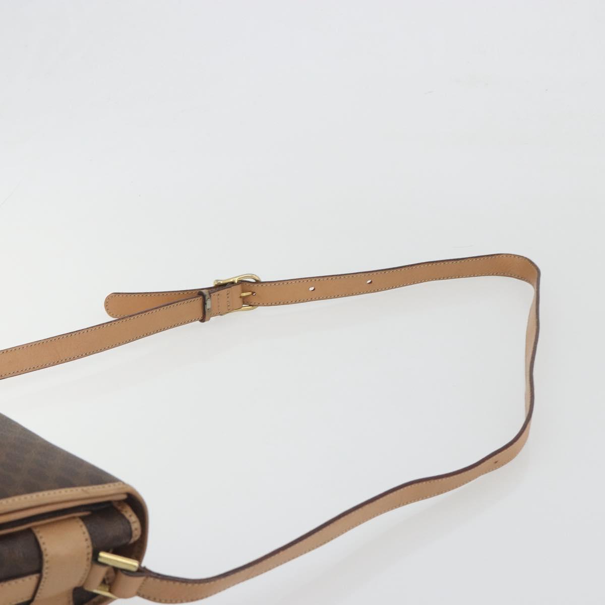 CELINE Macadam Canvas Shoulder Bag PVC Leather Brown Gold Auth 196698
