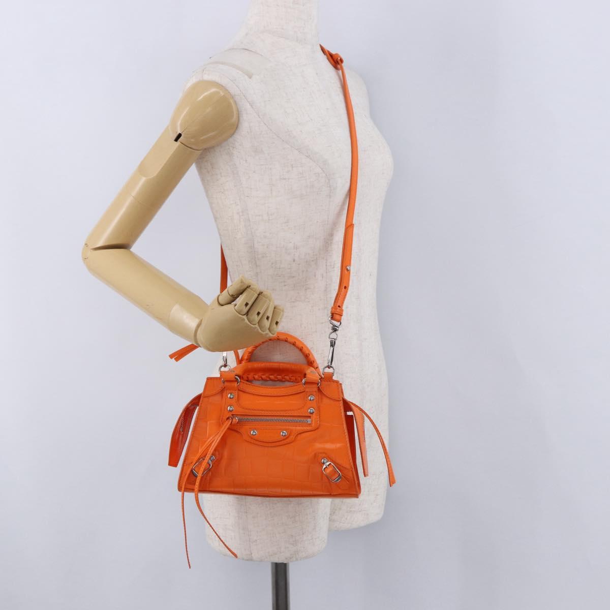 BALENCIAGA Neo Classic City Mini Bag Leather 2way Orange 638524 Auth 196699M