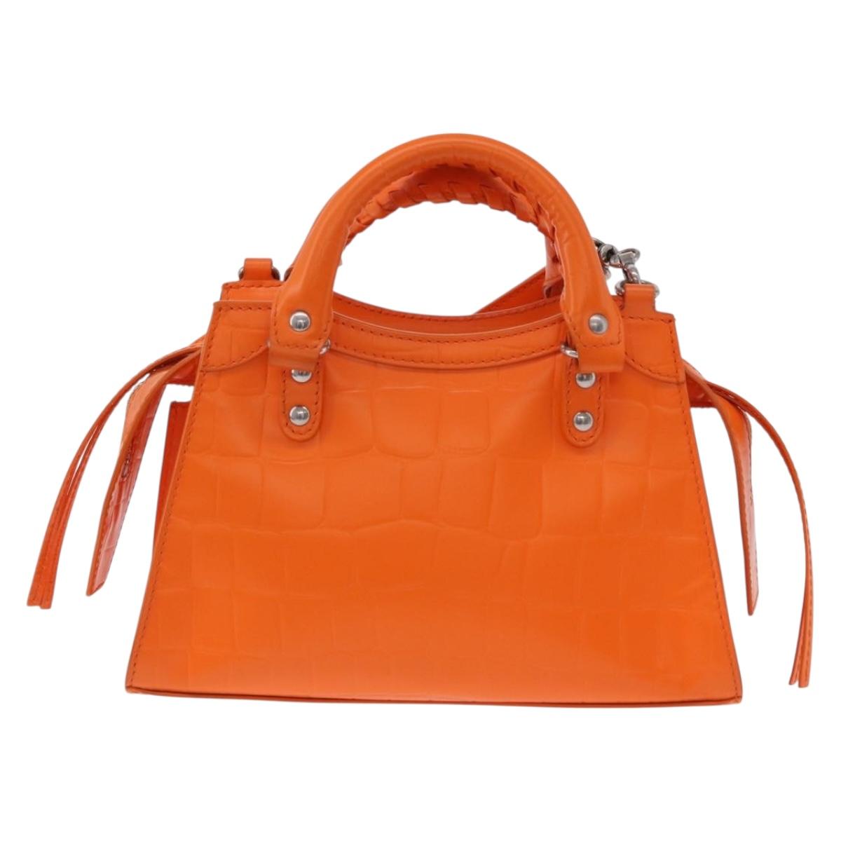 BALENCIAGA Neo Classic City Mini Bag Leather 2way Orange 638524 Auth 196699M