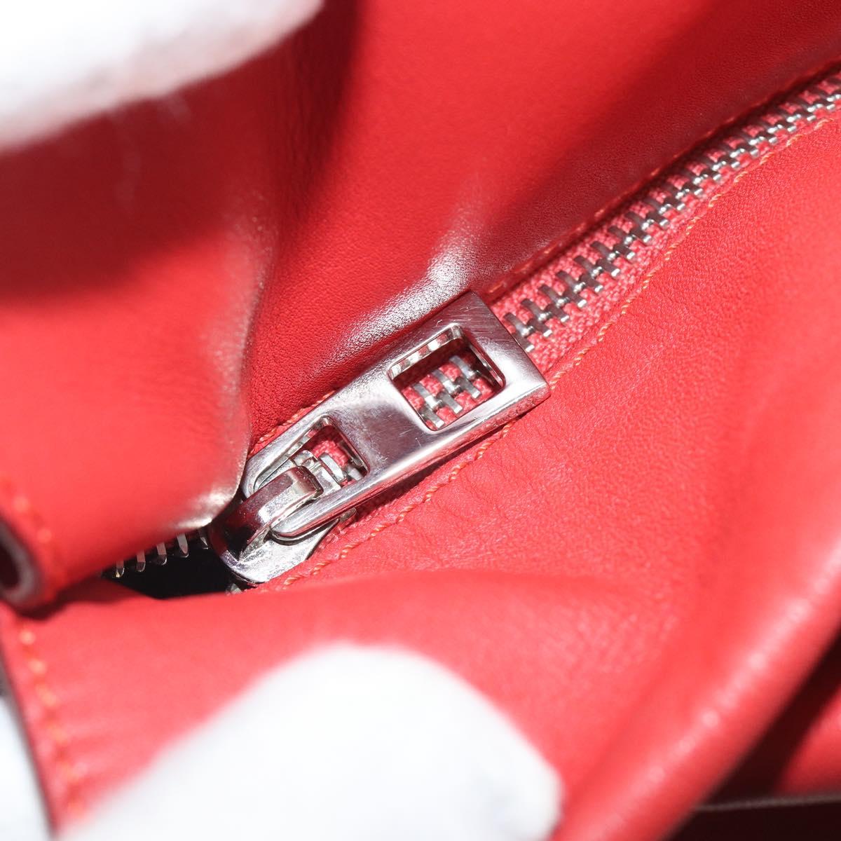 LOEWE Anagram Tote Bag Leather Red Silver Auth 196700A