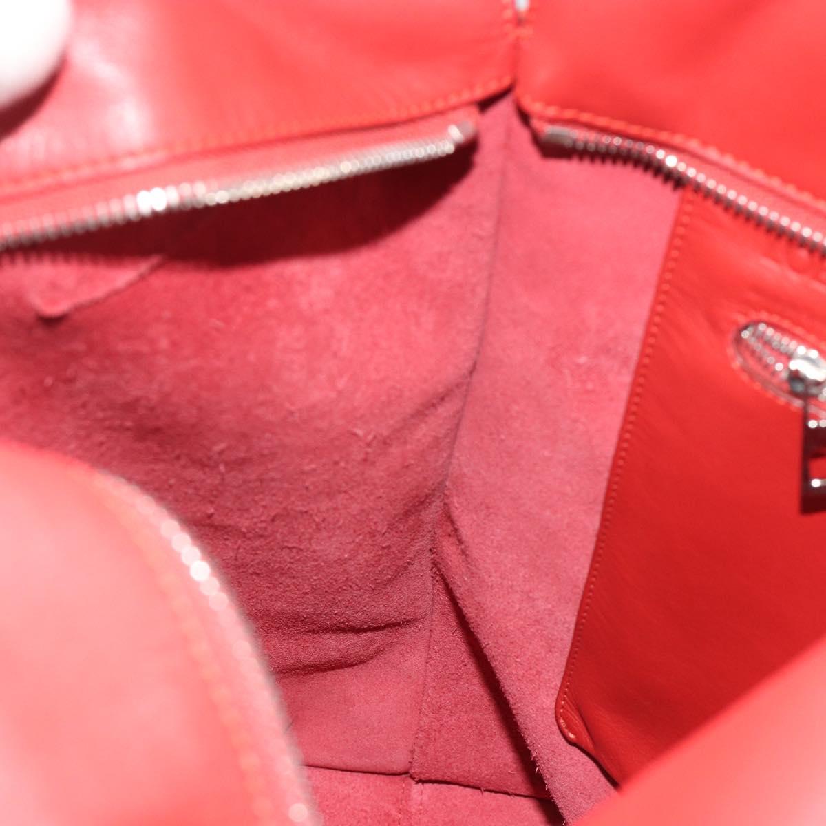 LOEWE Anagram Tote Bag Leather Red Silver Auth 196700A