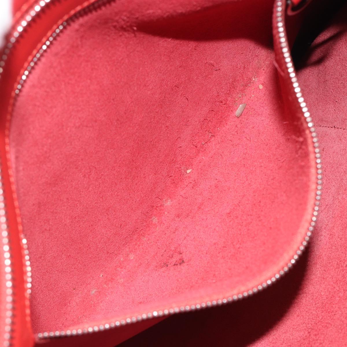 LOEWE Anagram Tote Bag Leather Red Silver Auth 196700A