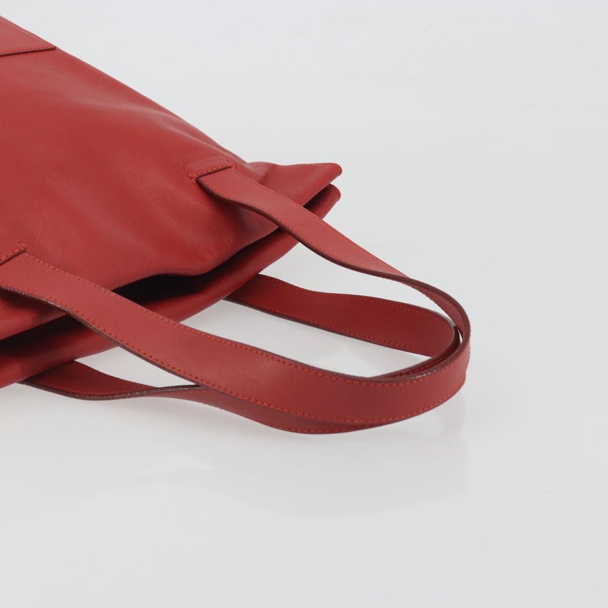 LOEWE Anagram Tote Bag Leather Red Silver Auth 196700A