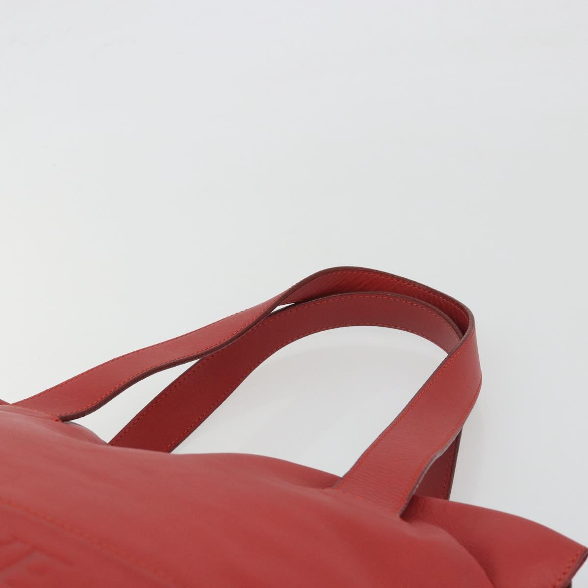 LOEWE Anagram Tote Bag Leather Red Silver Auth 196700A