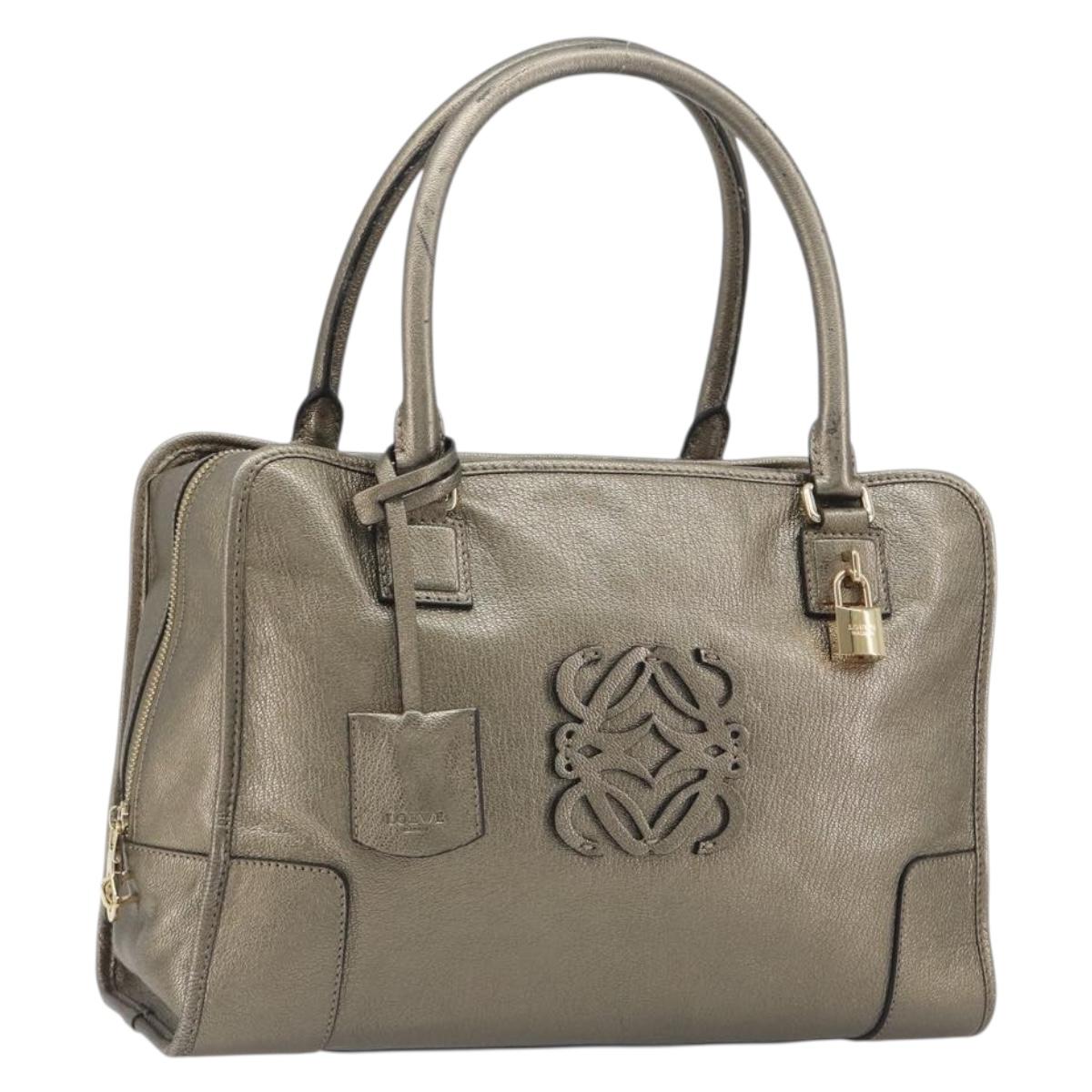 LOEWE Amazon 34 Hand Bag Leather Gold Auth 196701V