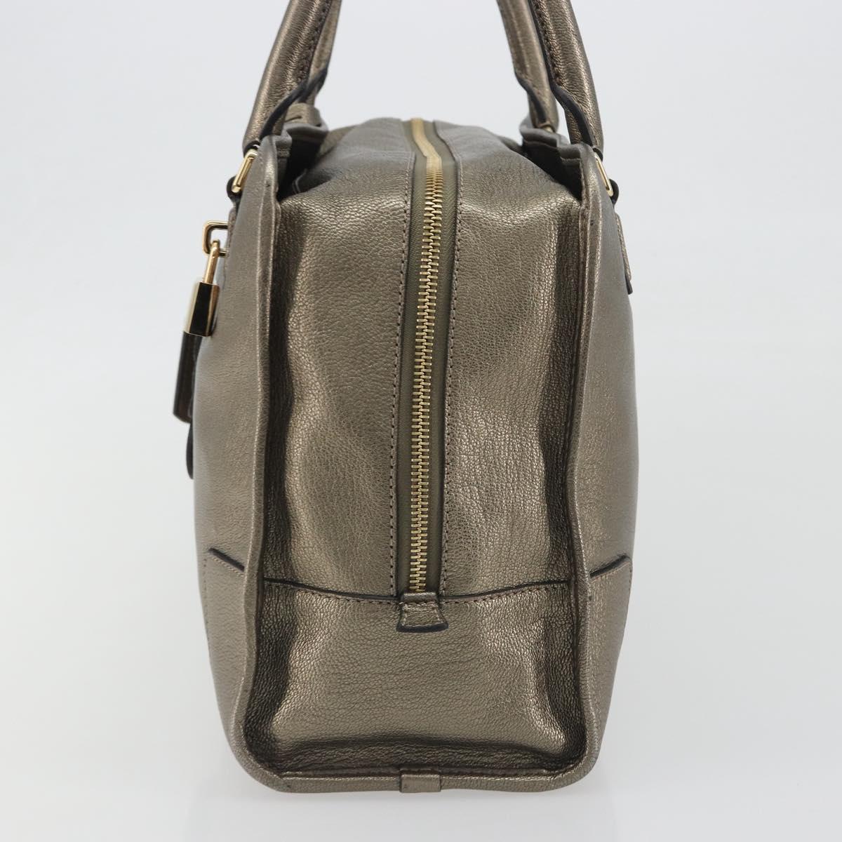 LOEWE Amazon 34 Hand Bag Leather Gold Auth 196701V
