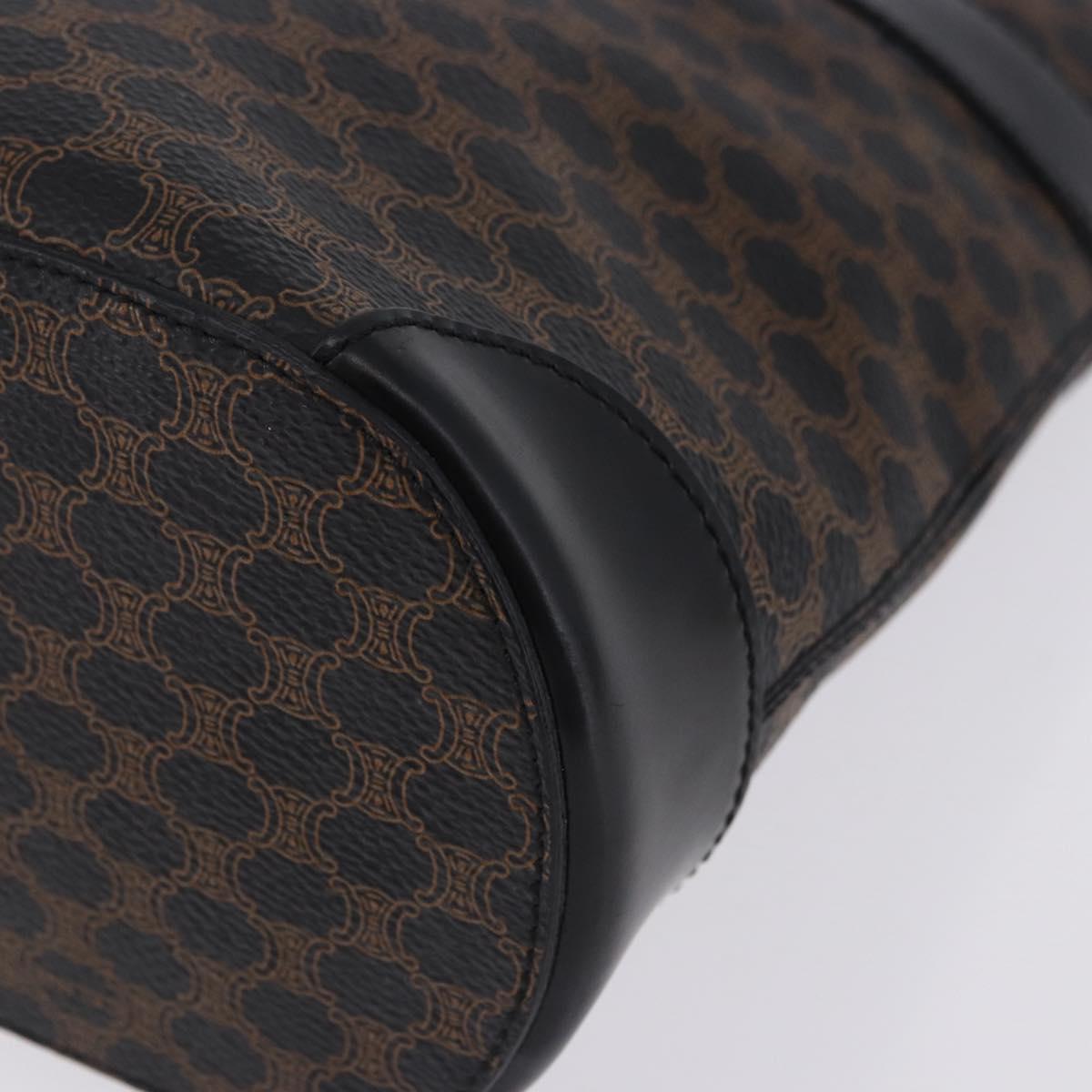 CELINE Macadam Canvas Hand Bag PVC Leather Black Gold Auth 196702