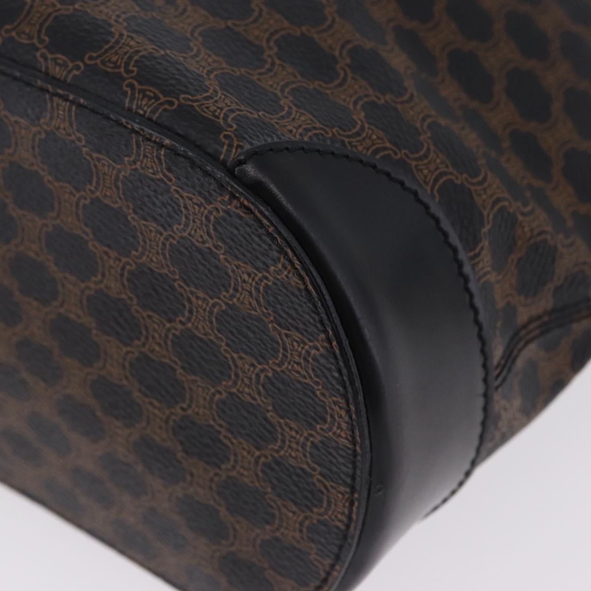 CELINE Macadam Canvas Hand Bag PVC Leather Black Gold Auth 196702
