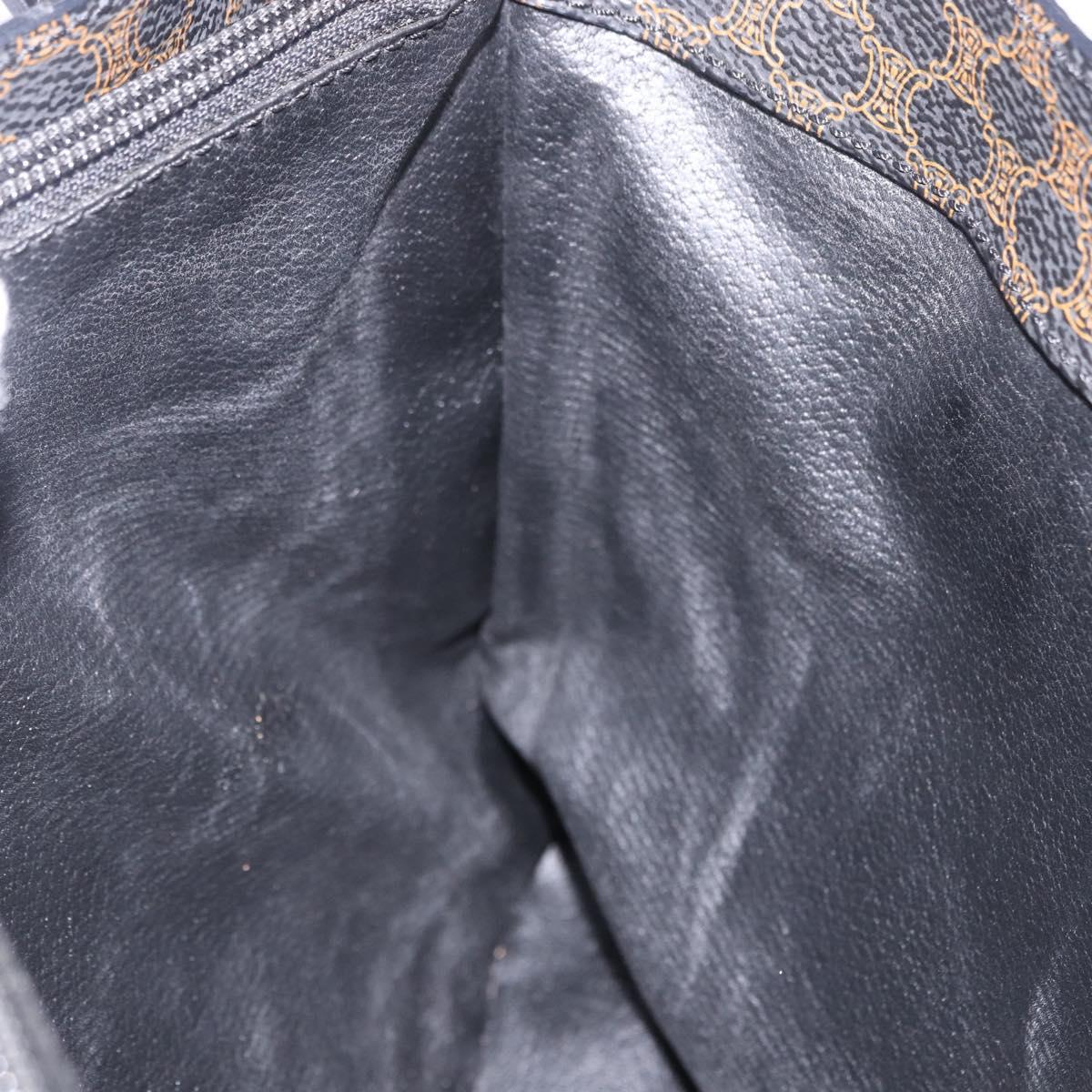 CELINE Macadam Canvas Hand Bag PVC Leather Black Gold Auth 196702