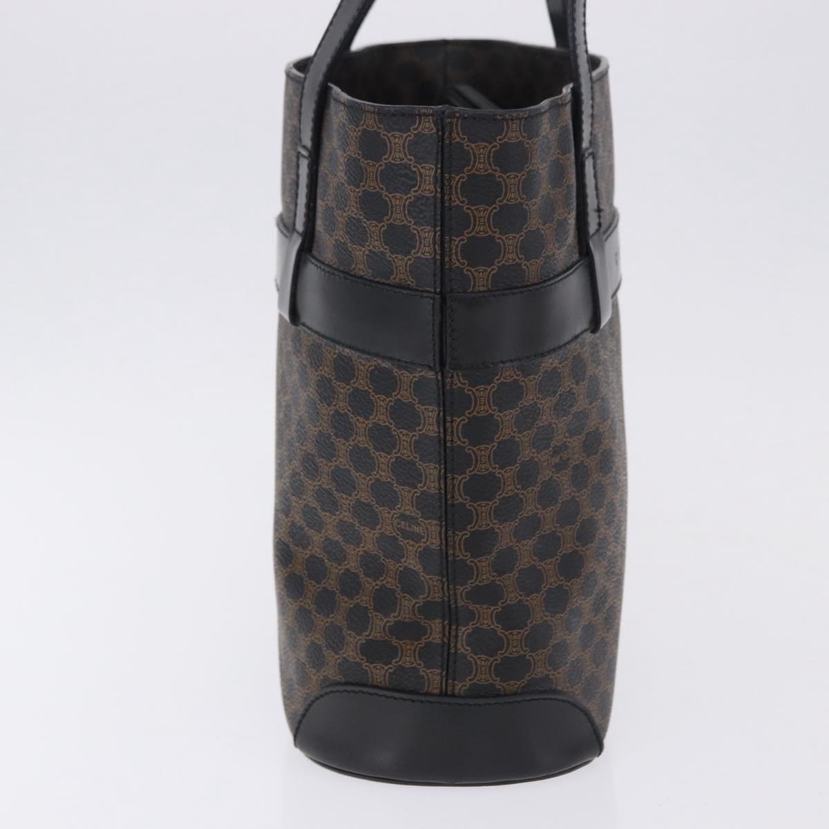 CELINE Macadam Canvas Hand Bag PVC Leather Black Gold Auth 196702