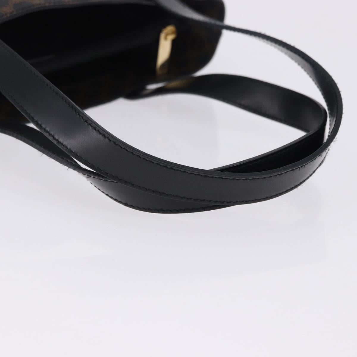 CELINE Macadam Canvas Hand Bag PVC Leather Black Gold Auth 196702
