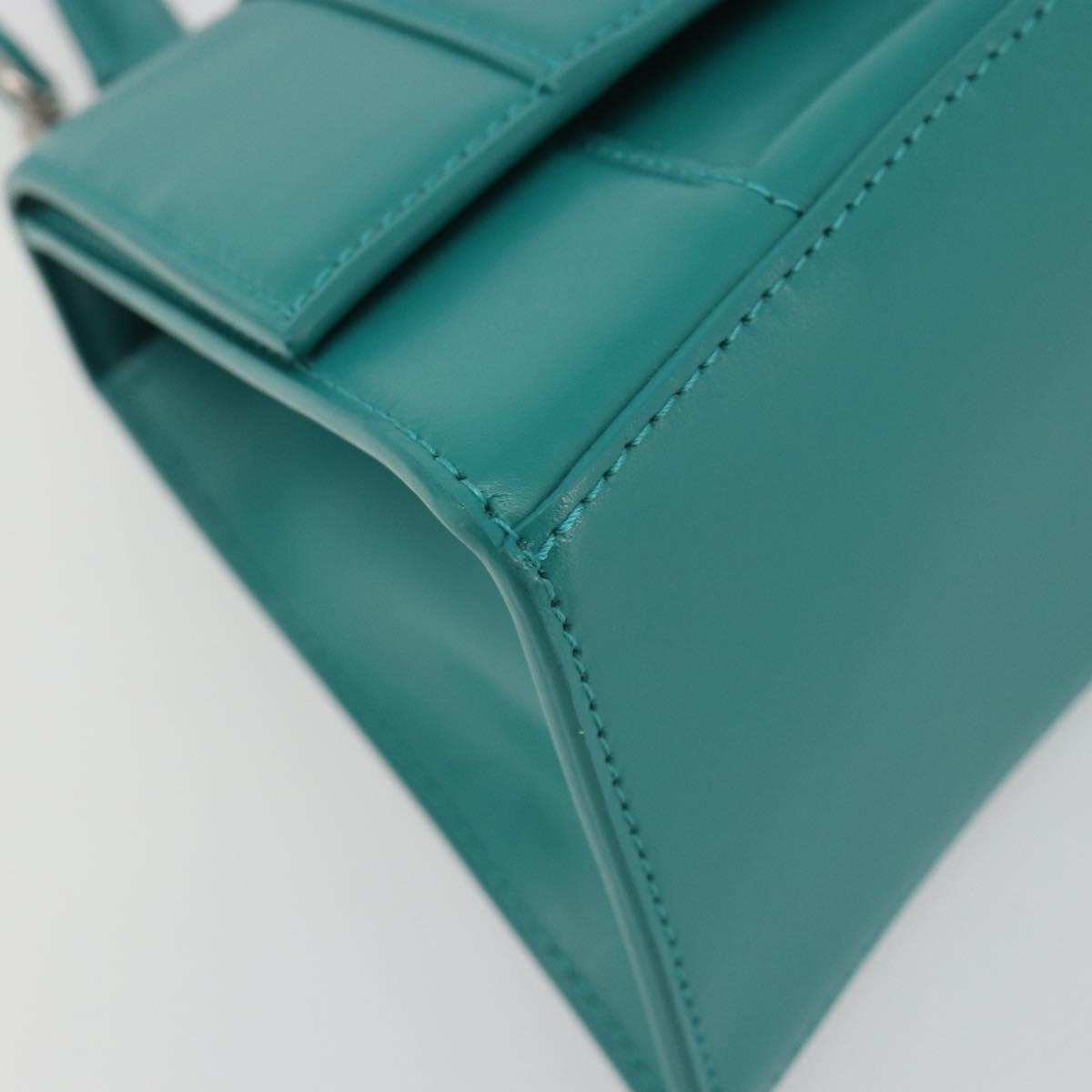 BALENCIAGA Hour Glass Small Bag Leather 2way Green Silver 593546 Auth 196703M
