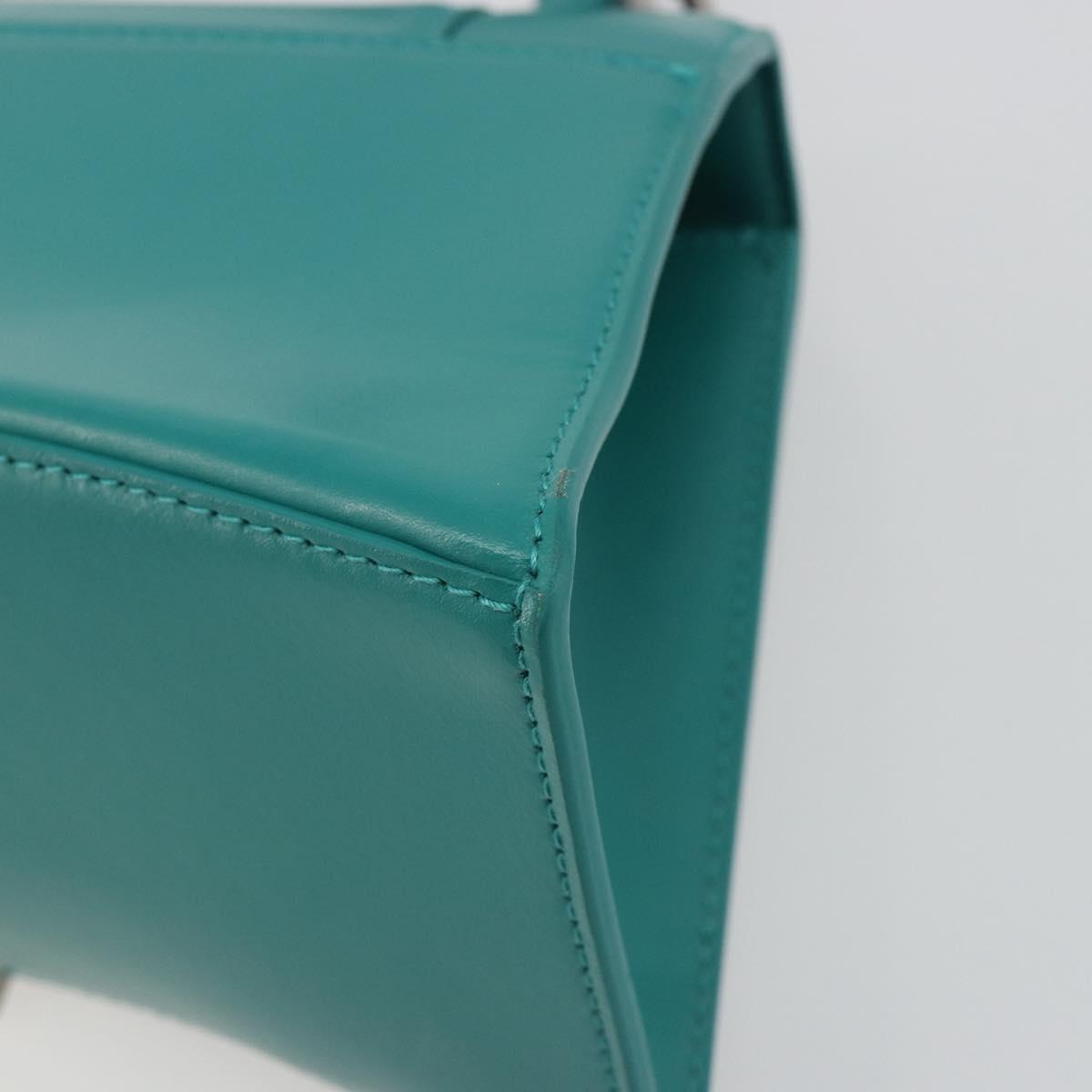 BALENCIAGA Hour Glass Small Bag Leather 2way Green Silver 593546 Auth 196703M