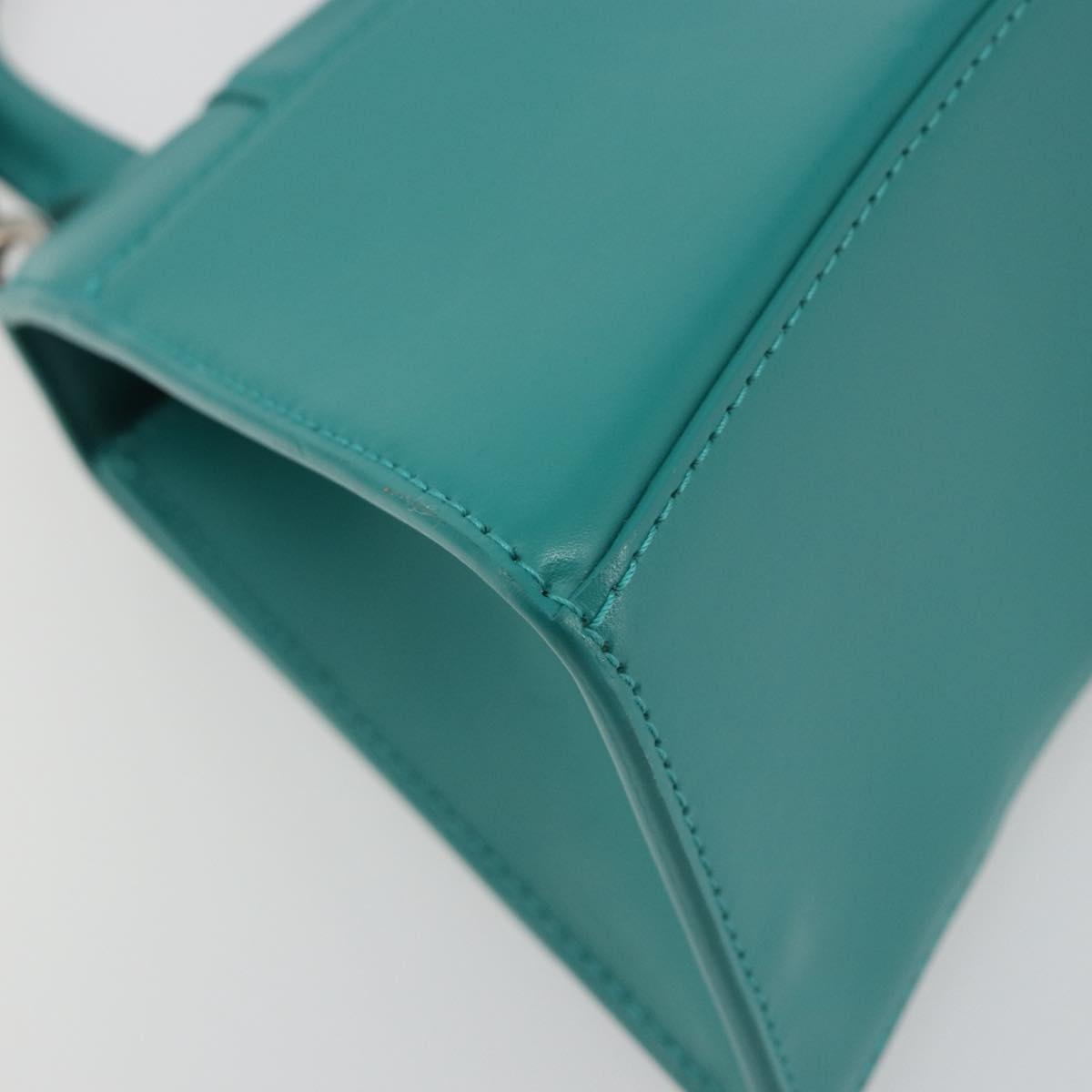 BALENCIAGA Hour Glass Small Bag Leather 2way Green Silver 593546 Auth 196703M