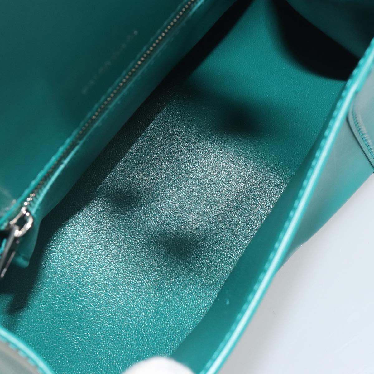 BALENCIAGA Hour Glass Small Bag Leather 2way Green Silver 593546 Auth 196703M