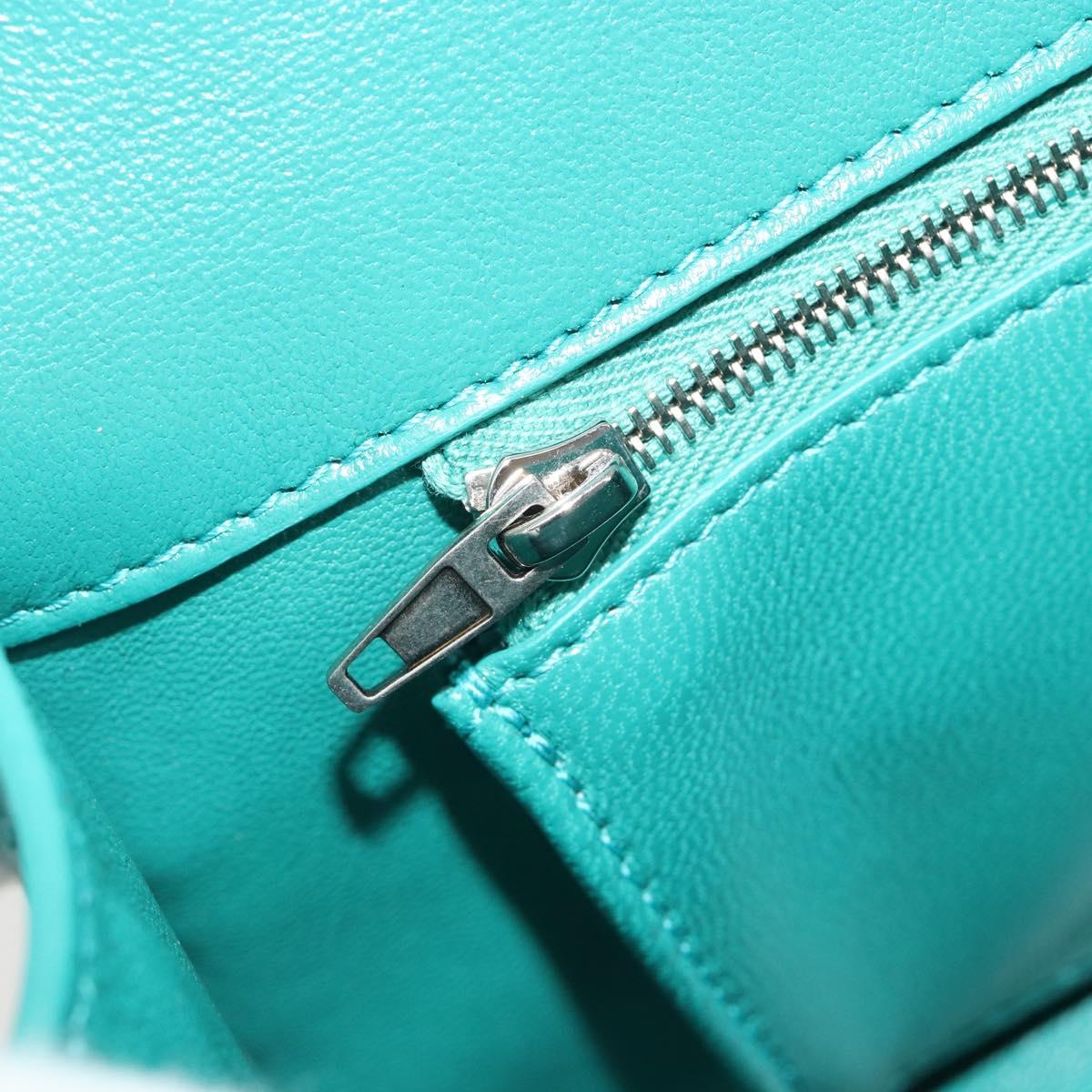 BALENCIAGA Hour Glass Small Bag Leather 2way Green Silver 593546 Auth 196703M